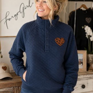 Fargo Girl® 3/4 Front Snap Heart Patch Sweatshirt