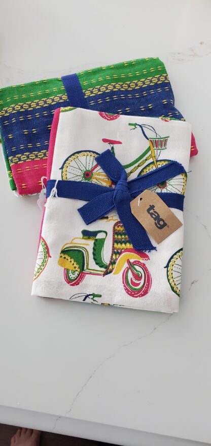 Set of 2 Bike & Stripe Dishtowesl