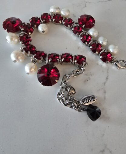 "WildHeart" Genuine Crystal & Pearls Bracelet - Image 3