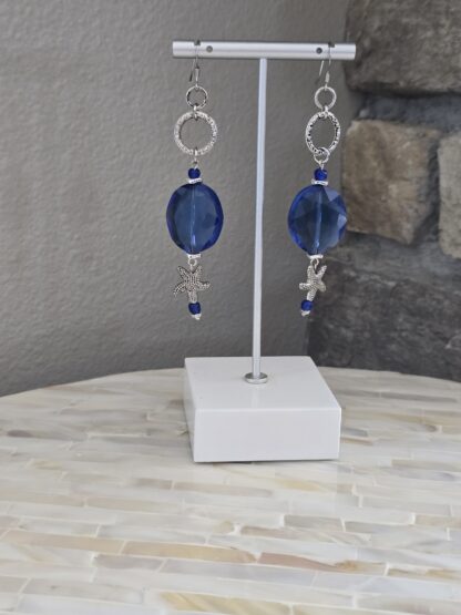 Cobalt Starfish Drop Earrings - Image 3