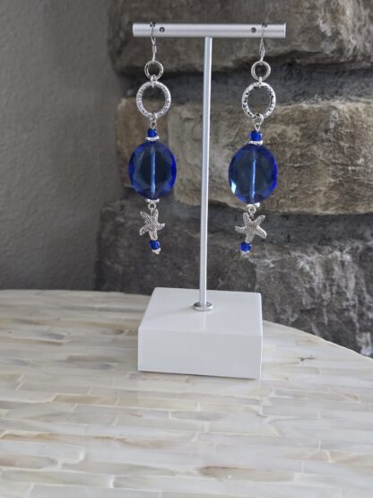 Cobalt Starfish Drop Earrings - Image 4