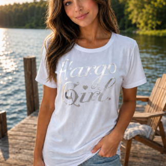 Fargo Girl® Black Tee with sliver foil
