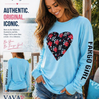 Fargo Girl® Signature Dakota Rose Heart Long Sleeve Tee