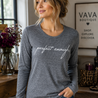 perfect enough® Gray Long Sleeve Tee