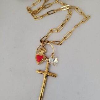 Sacred Heart Paperclip Charm Necklace❤️