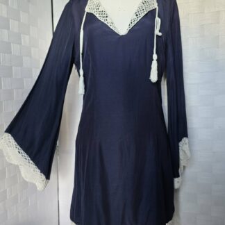 Navy Crochet Trim Dress