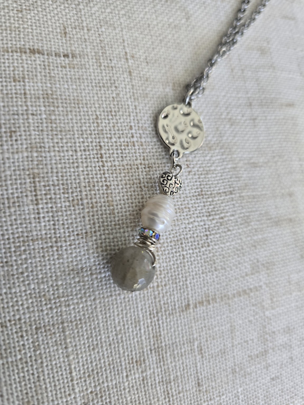 Silver Moon & Pearl Necklace | CLC Jewelry
